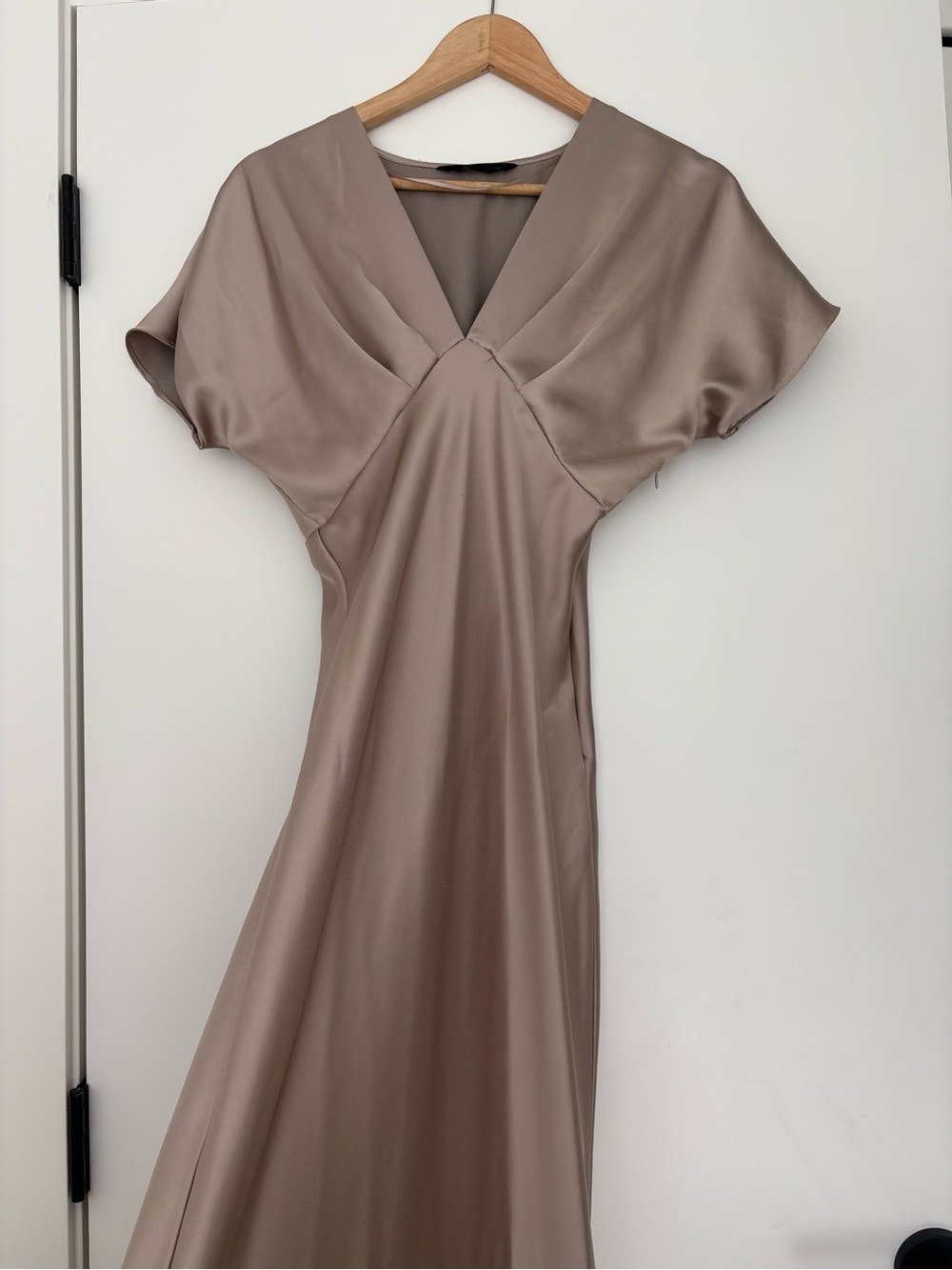 Zara Taupe V-Neck Maxi Dress - Picture 2 of 3